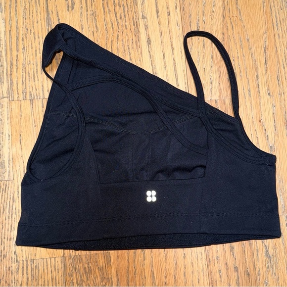 SWEATY BETTY Asymmetrical Sculpt Bralette Crop Top Black medium - Picture 3 of 4